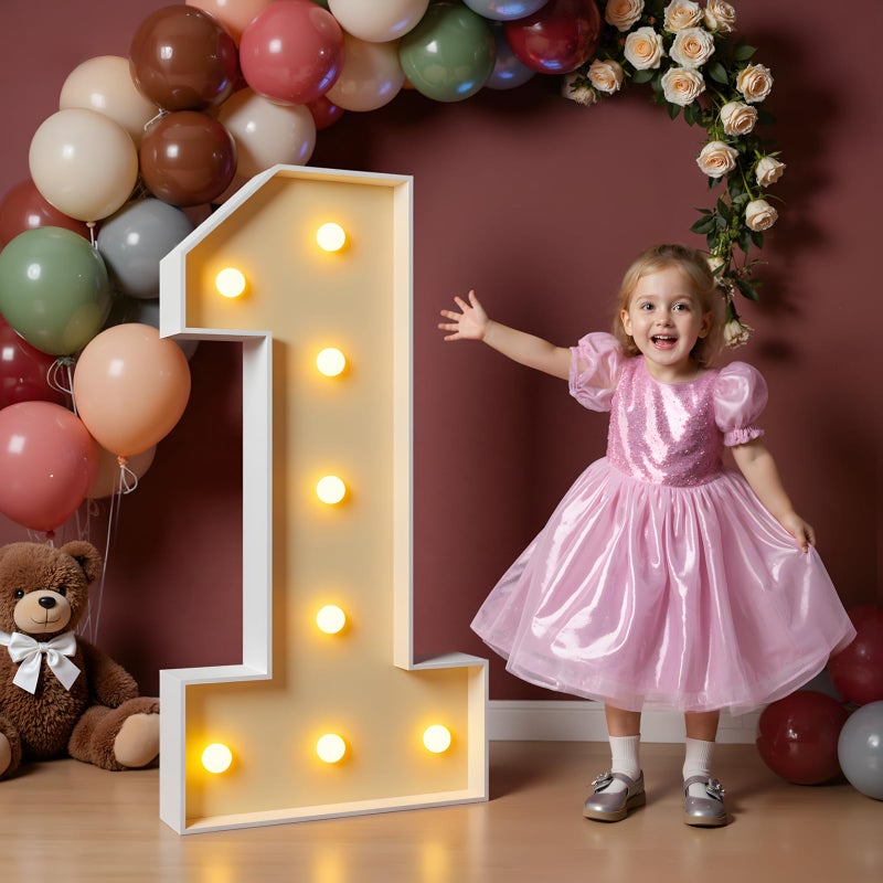 imprsv 3FT Marquee Light Up Numbers for 1st 21st Birthday Decorations Anniversary Party Decor, Mosaic Numbers for Balloons Number 1, Marquee Letters, Pre-Cut Foam Board Kit - Image 1