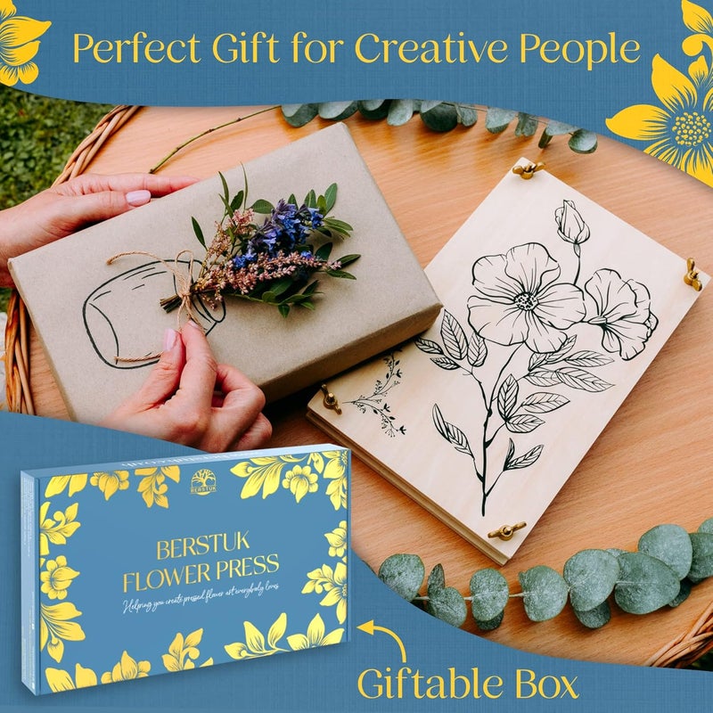 Berstuk Wooden Flower Press for Adults and Teens - Includes Expert Video Tutorials - Large Flower Press Kit 10.8" x 6.9" - Gift-Ready Packaging Ideal for Arts and Crafts Lovers - Image 5