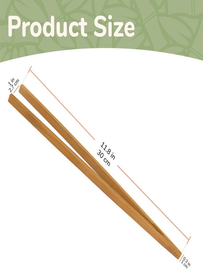 بامبو إم إن ملقط خبز محمص من الخيزران قابل لإعادة الاستخدام من بامبو إم إن، مقاس 12 بوصة، لون بني كربوني، 3 قطع - Image 2