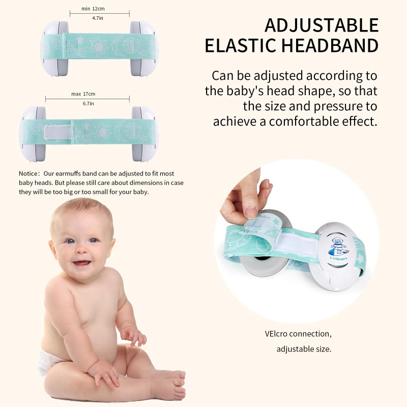 LYSIAN Baby Headphones Hearing Protection Ear Muffs for Infants 0-3 Years with Elastic Headband, Noise Cancelling Baby Earmuffs for Parade Fireworks, Festival, Sleep, Travel, Plane (White) - Image 4