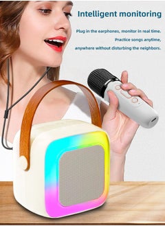 Favarey Karaoke Machine Mini Wireless Microphone and Speaker Set with 2 Microphone s for Birthday Party Desktop Outdoor Home KTV Set LED Color Light Handheld Mic Portable Karaoke Speaker  - Image 4