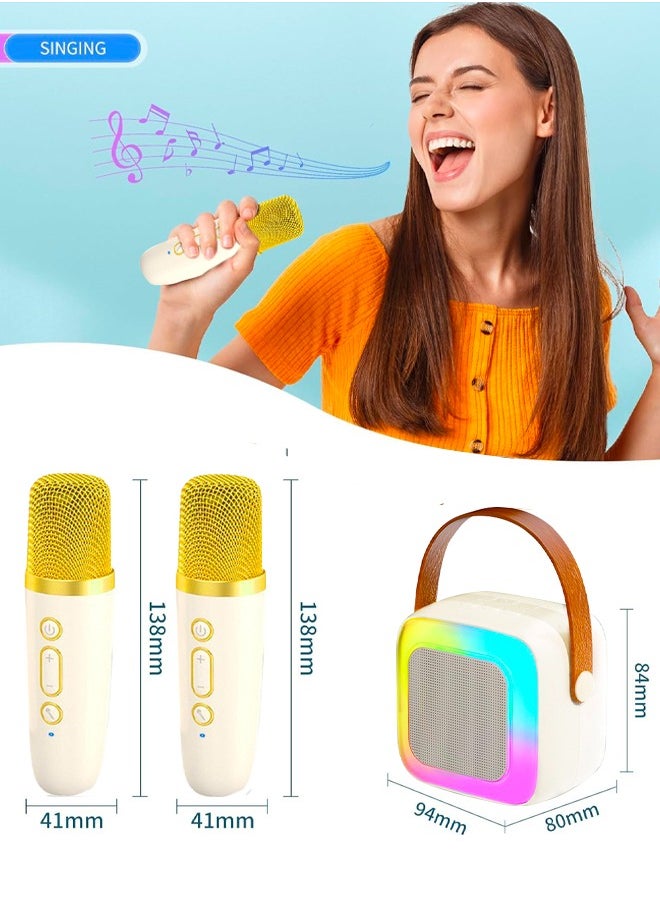 Favarey - Karaoke Machine Mini Wireless Microphone and Speaker Set with 2 Microphone s for Birthday Party Desktop Outdoor Home KTV Set LED Color Light Handheld Mic Portable Karaoke Speaker - Image 1