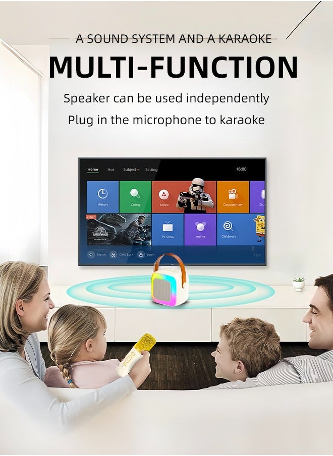 Favarey - Karaoke Machine Mini Wireless Microphone and Speaker Set with 2 Microphone s for Birthday Party Desktop Outdoor Home KTV Set LED Color Light Handheld Mic Portable Karaoke Speaker - Image 1