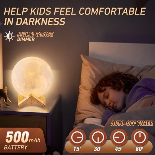 LOGROTATE Moon Lamp, 16 Colors LED Night Light for Kids 3D Printing Moon Light with Stand& Remote/Touch Control & Timing, Moon Light Lamp for Kid Friend Birthday Gifts, Room Decor (Diameter 4.8 INCH) - Image 3