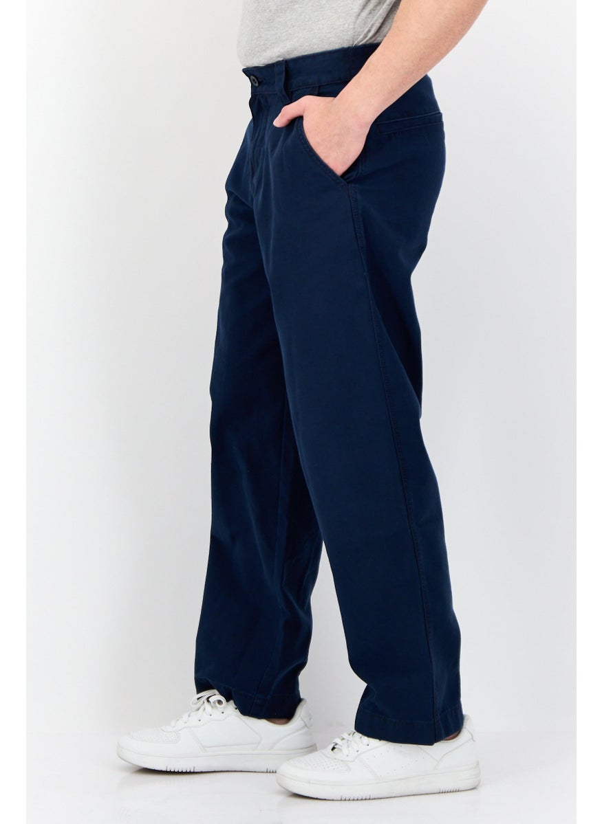 ESPRIT Men Regular Fit Solid Straight Pants, Navy  - Image 3