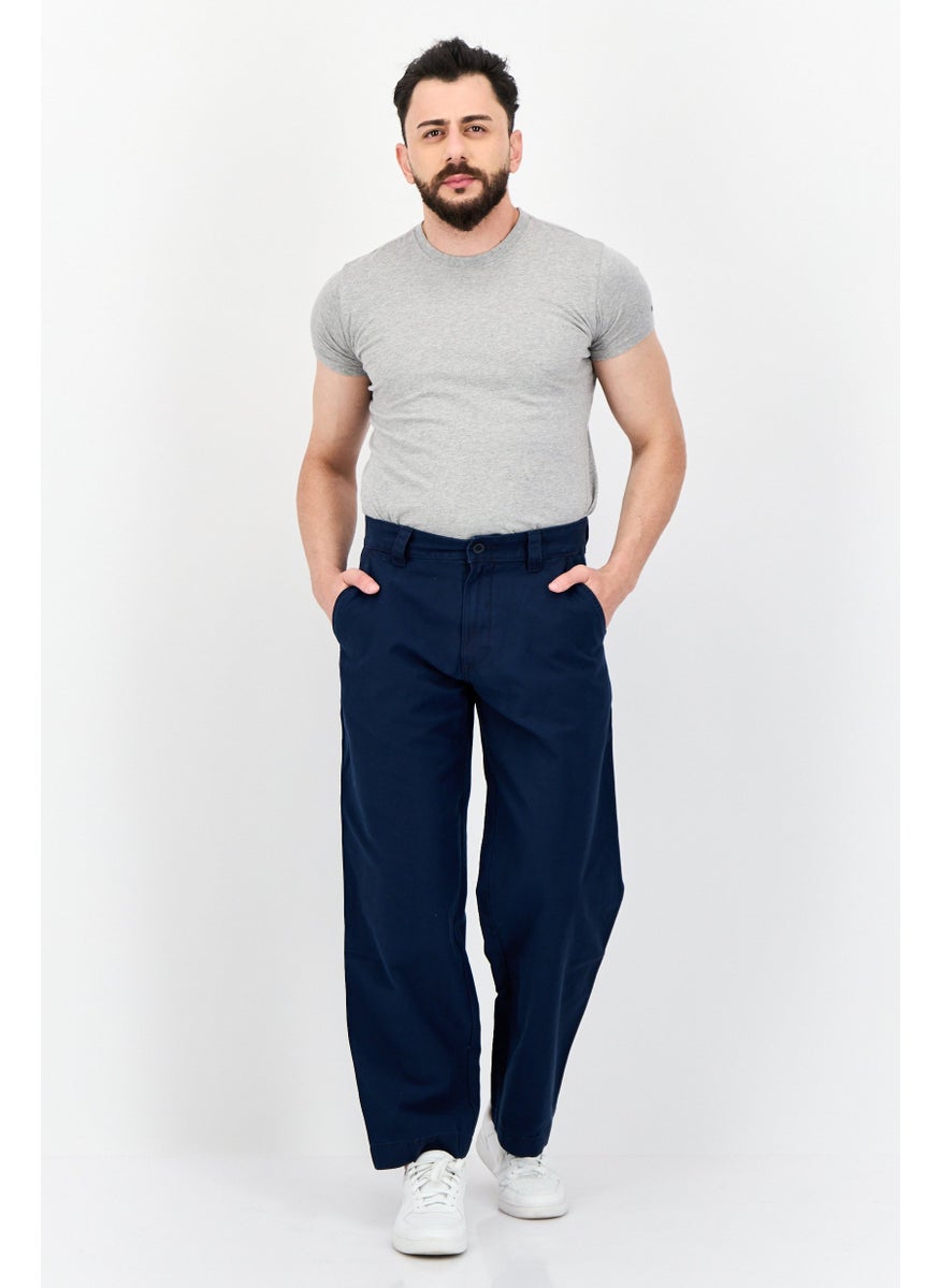 ESPRIT Men Regular Fit Solid Straight Pants, Navy  - Image 4