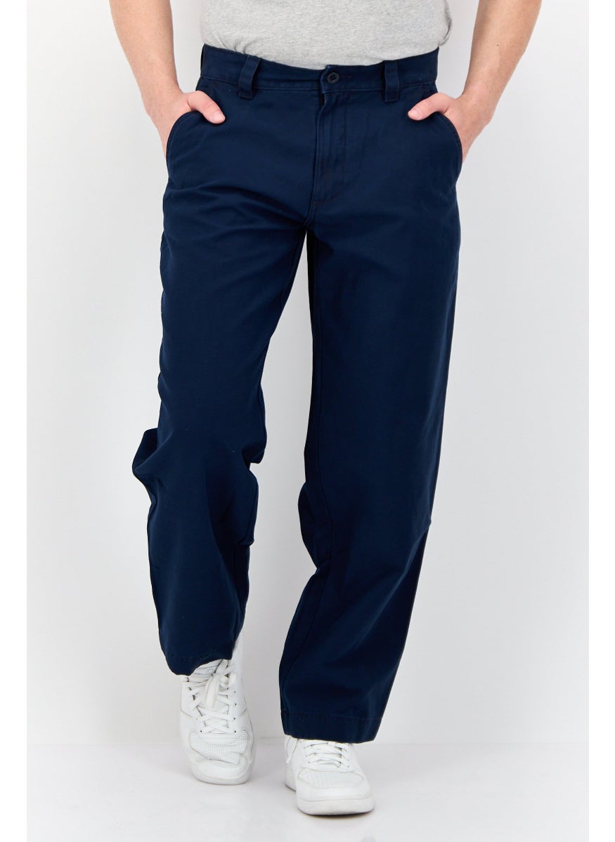 ESPRIT Men Regular Fit Solid Straight Pants, Navy  - Image 1