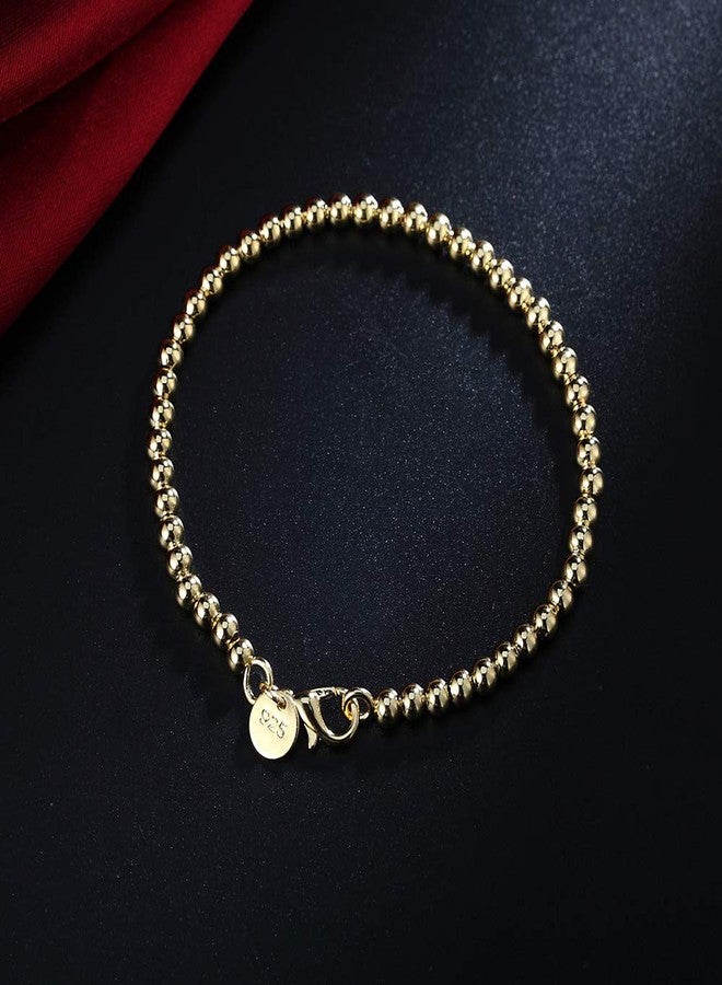 Goldenchen Fashion Jewelry 18k Gold Rose Gold 4mm Lucky Round Beads Bracelet (Gold) - Image 3