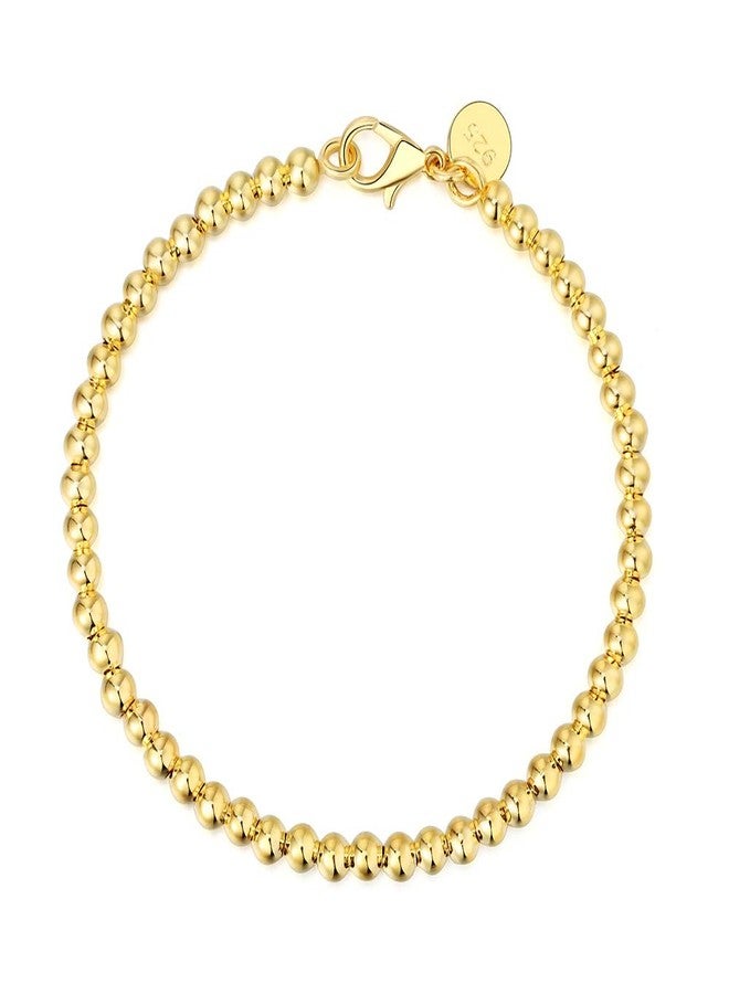 Goldenchen Fashion Jewelry 18k Gold Rose Gold 4mm Lucky Round Beads Bracelet (Gold) - Image 1