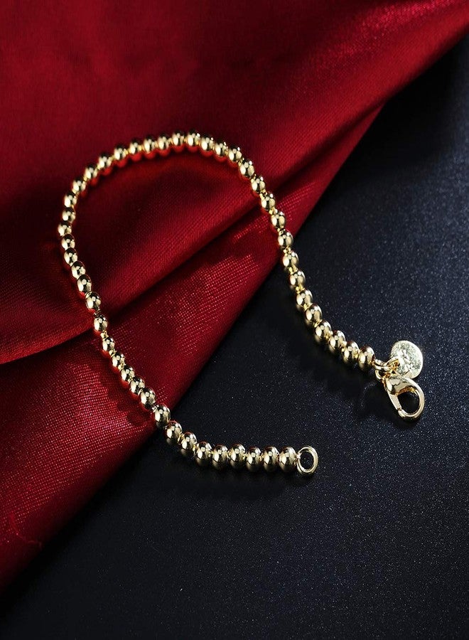 Goldenchen Fashion Jewelry 18k Gold Rose Gold 4mm Lucky Round Beads Bracelet (Gold) - Image 4