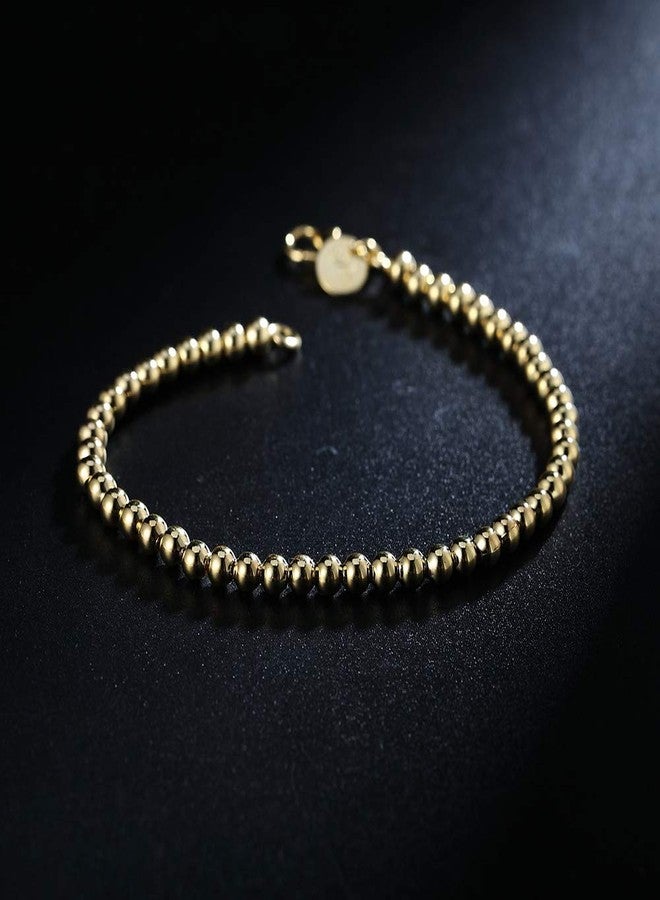 Goldenchen Fashion Jewelry 18k Gold Rose Gold 4mm Lucky Round Beads Bracelet (Gold) - Image 2