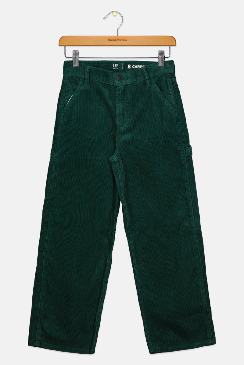GAP Kids Boy Textured Corduroy Pants, Green  - Image 1