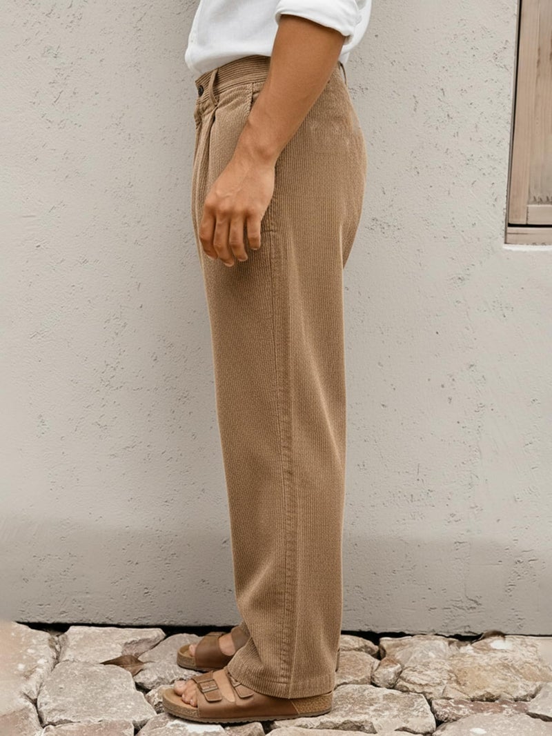 Jump Cuts Mens Solid Textured Khaki Polyester Trouser - Image 2