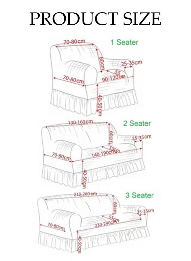 Sofa Cover Set, 4-Piece 7 Seater (3+2+1+1) Sofa Cover with Skirt, Super Stretchable Wrinkle-free Full Coverage Sofa Slipcover Exquisitely Detailed Slip Flexible Resistant Jacquard Sofa Cover Set  for Living Room and Bed Room, Brown - Image 3