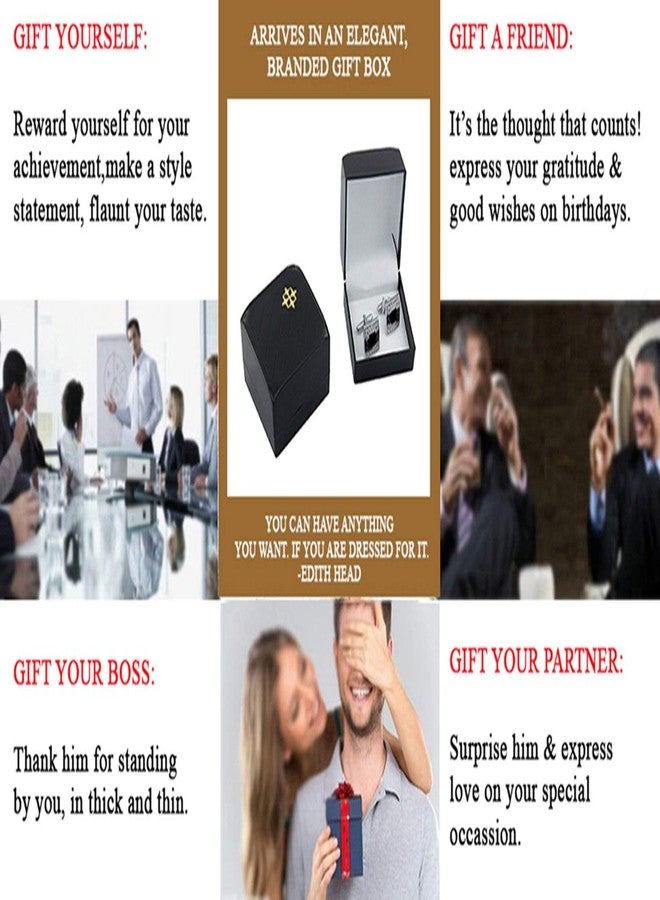 Zivom® Square Faceted Blue Stone American Diamond CZ Rhodium Office Formal Shirt Blazer Cufflink Pair Men Gift Box - Image 5