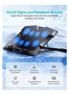 Cooteci Laptop Cooling Pad with 8 Core Turbo quiet Cooling fans, Gaming Notebook Cooler, Laptop Fan Stand Adjustable Height with Phone Holder, Computer Chill Mat, for 15.6-17.3 Inch Laptops - pzsku/Z1532FEAF45083CAE5209Z/45/_/1740132699/5ad4781b-b406-41b7-8afa-5acdfdf6a9b7