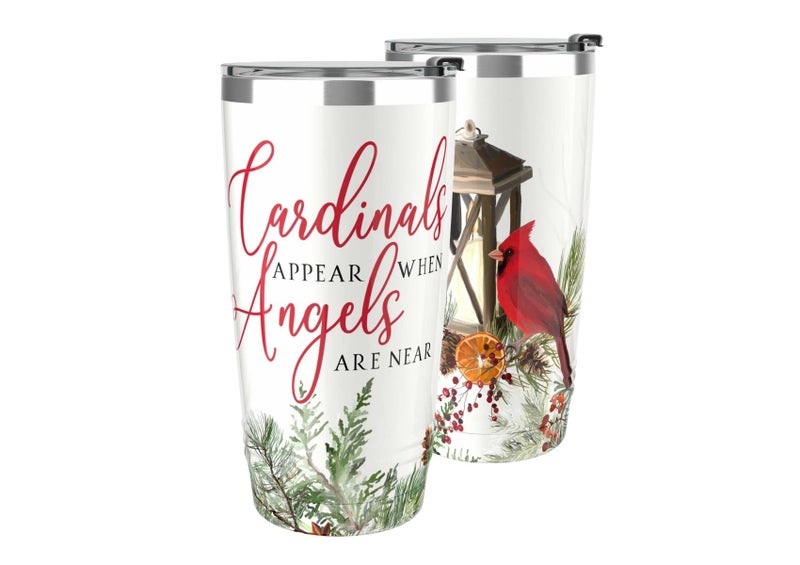 Onebttl Cardinal Gifts for Women Men 20oz Birthday Christian Religious Tumbler Cup with Lid Double Wall Vacuum Insulated Travel Coffee Mug  Cardinals Appear When Angels are Near