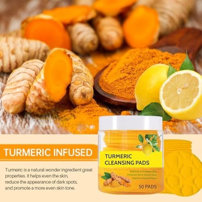 Silvercell Turmeric Cleansing Pads for Face - Turmeric Exfoliating Face Scrub Pads with Vitamin C - Help Balance Skin Oil & Water - Suitable for All Skin Types - 50 Pcs (M) - Image 4