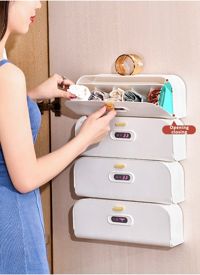 HQ-GAMING Underwear Storage Drawer Organizers Wall Mounted Slid Socks Storage Box Self Adhesive Wardrobe Accessories Multiple Cell Plastic Organizer for Closet and Wardrobe, Hanging Closet Organizer for Underwear, Socks, Ties  - Image 4