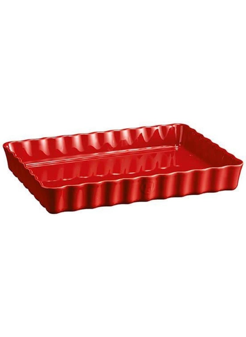 Emile Henry - Tart-Pastry-Baking Dish Rectangular 33 x 24 cm Red/Burgundy - Image 1