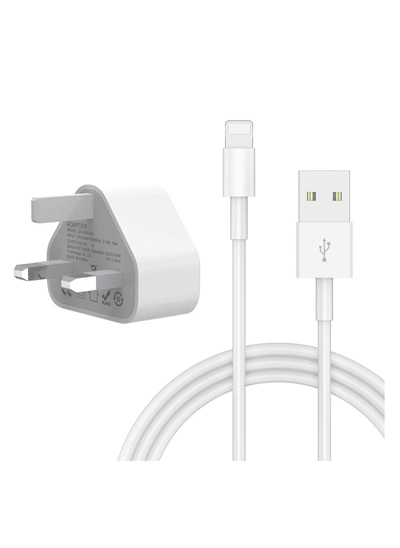 Generic - 5V 1A Power Adapter Supply, USB Charger Cable and Plug Compatible for i Phone 5S, 6, 6S, 6 Plus, 6S Plus, 7, 7 Plus, 8, 8 Plus, XS, X, XS Max, 11, XR, i Pod Touch 5G Power Cord - Image 1