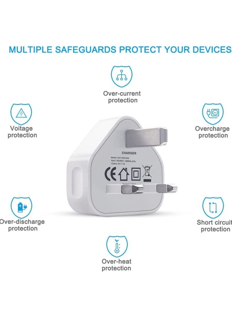 Generic - 5V 1A Power Adapter Supply, USB Charger Cable and Plug Compatible for i Phone 5S, 6, 6S, 6 Plus, 6S Plus, 7, 7 Plus, 8, 8 Plus, XS, X, XS Max, 11, XR, i Pod Touch 5G Power Cord - Image 1