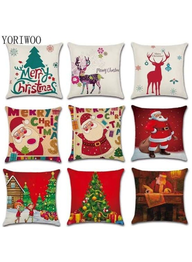 2 كوشن كريسماس كفر مخدة وسادة اشكال سانتا وسنومان عيد الميلاد مقاس 40*40 - Image 2