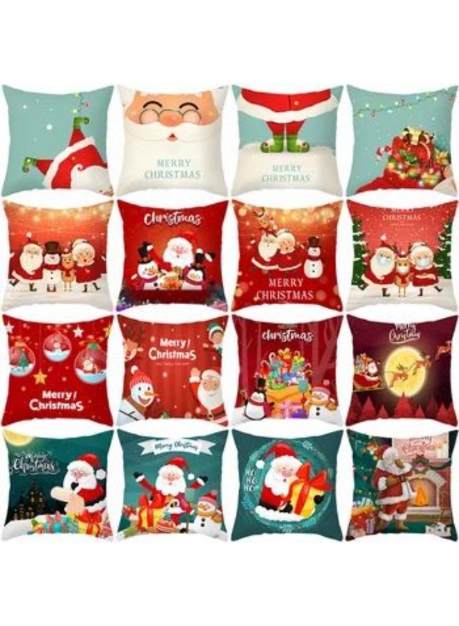 2 كوشن كريسماس كفر مخدة وسادة اشكال سانتا وسنومان عيد الميلاد مقاس 40*40 - Image 1