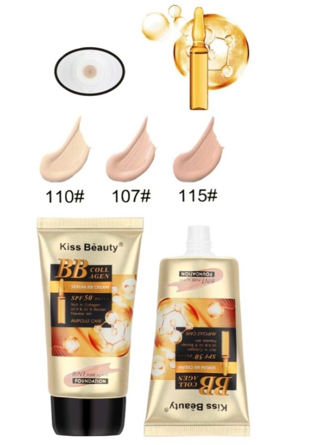Kiss Beauty 2 Packs of Kiss Beauty Collagen Foundation SPF 50+ 8 in 1 Active & Pure #107 65ml  - Image 4