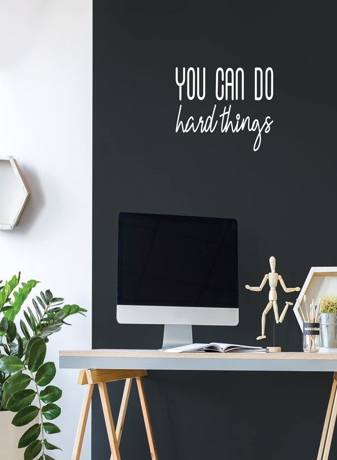 Printique Vinyl Wall Art Decal - You Can Do Hard Things - 12" x 19" - Modern Motivational Optimism Quote Sticker for Home Office Workout Gym Bedroom Living Room Classroom Coffee Shop Decor (White) - Image 1