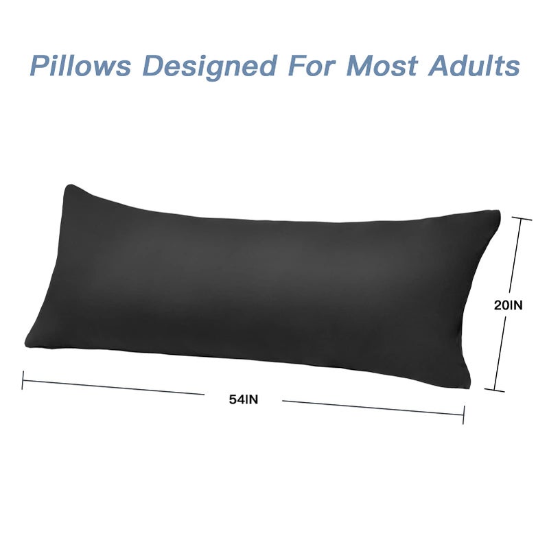 DOWNCOOL Luxury Full Body Pillow Insert with Fiber Cover - Ultra Soft Body Pillow for Sleeping - Breathable Long Bed Pillow Insert, 20"x54"(Black, with Cover) - Image 3