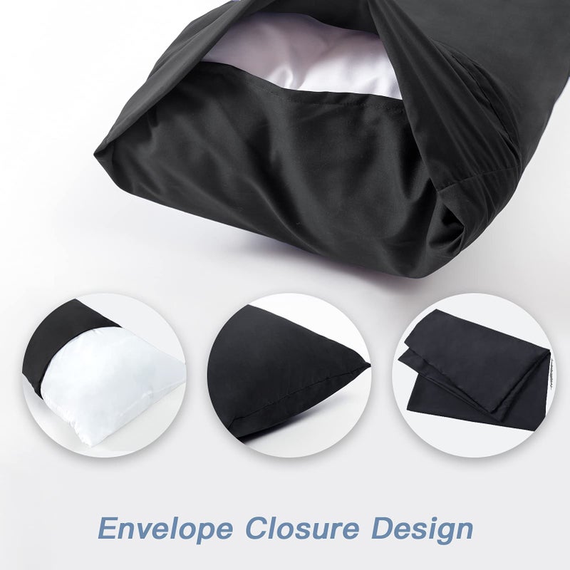 DOWNCOOL Luxury Full Body Pillow Insert with Fiber Cover - Ultra Soft Body Pillow for Sleeping - Breathable Long Bed Pillow Insert, 20"x54"(Black, with Cover) - Image 5