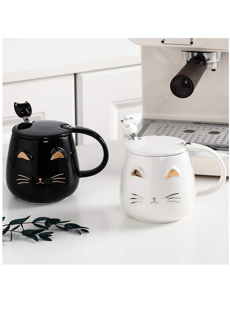 Excefore Black Cat Mug, Cute Kitty Ceramic Coffee Mug with Stainless Steel Spoon, Novelty Coffee Mug Cup for Cat Lovers Women Girls  - Image 5