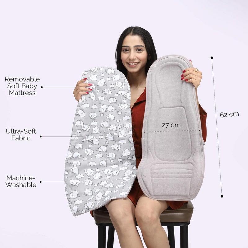 HOOPA وسادة تغذية HOOPA 2 في 1 رمادي | وسادة رضاعة | حامل رضيع | حامل مولود جديد | وسادة للرضاعة | حامل مائل (رمادي) - Image 2