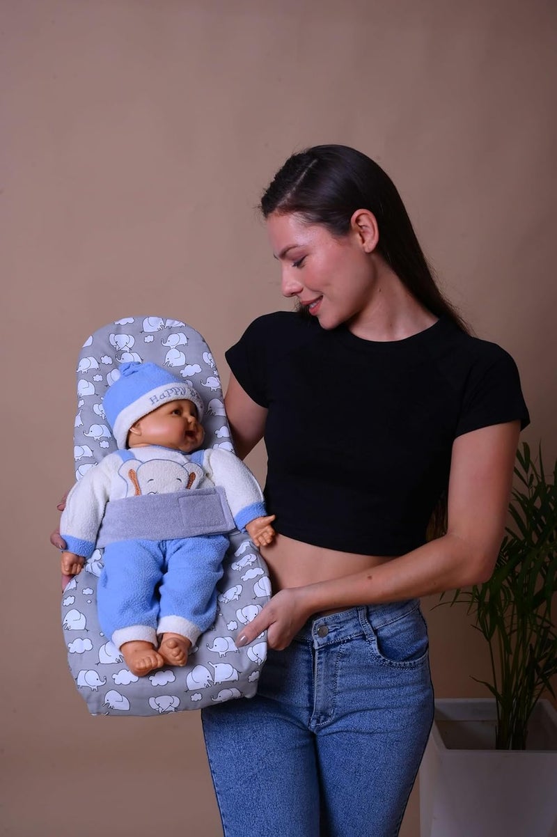 HOOPA وسادة تغذية HOOPA 2 في 1 رمادي | وسادة رضاعة | حامل رضيع | حامل مولود جديد | وسادة للرضاعة | حامل مائل (رمادي) - Image 5