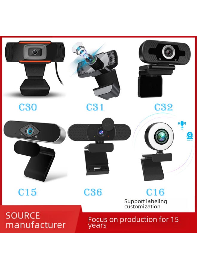 كاميرا ويب كمبيوتر USB عالية الوضوح 1080P مع ميكروفون للتدريس عبر الإنترنت وبث مباشر وكاميرا شبكة واضحة - اللون: 【C30 HD 1080P】】 - Image 2