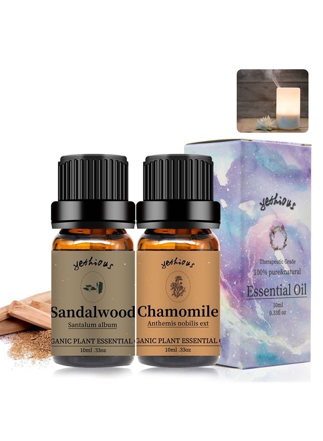 yethious Chamomile Sandalwood Essential Oil 100% Pure Organic Essential Oil Set 2 Pack for Aromatherapy Diffuser Candle - Image 1