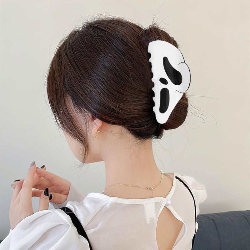 AUOCATTAIL Halloween Hair Claw Clip 2pcs Big Mask Ghost Face Hairpin Funny Ponytail Clip Scream Grimaces Scary Styling Shark Hair Accessories Halloween Styling - Image 2