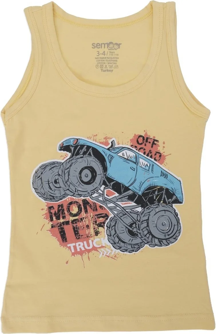 Bebelop Boy's Off Road Patterned Undershirt Boxer 2-Piece Top and Bottom Set
