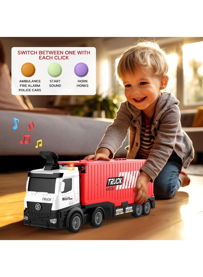 Foldable Carrier Truck Race Track Toy with 4 Alloy Cars – Converts to 48-inch Dual Raceway, ABS + Die-Cast, Container Truck with Car Slots - Image 4