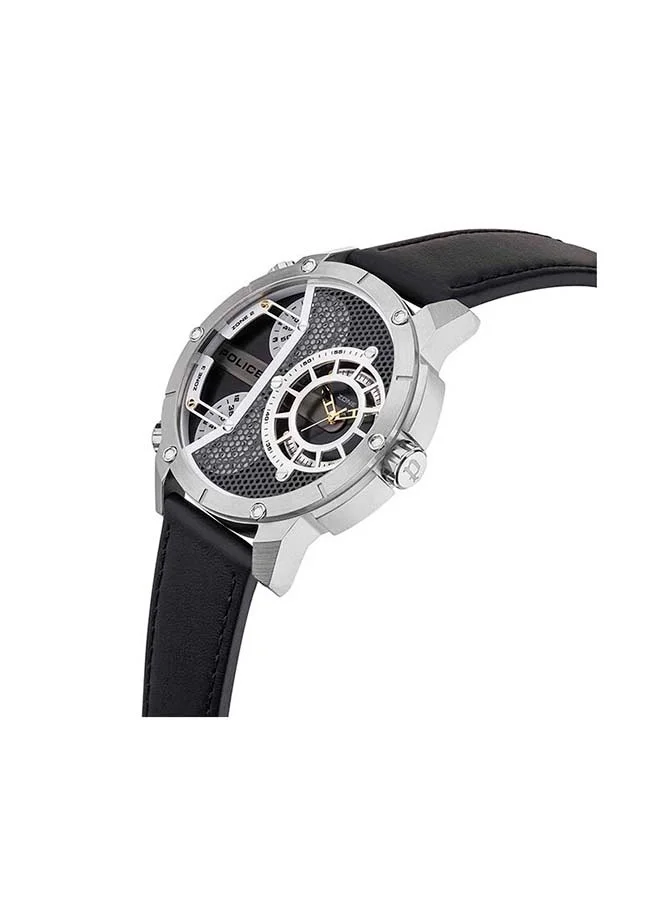 POLICE  Black Dial Black Leather Strap Chronograph Watch for Men for Men | Best Price UAE