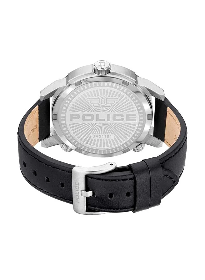 POLICE  Black Dial Black Leather Strap Chronograph Watch for Men for Men | Best Price UAE