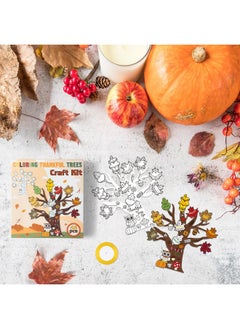 CY2SIDE Fall Thankful Trees Art Craft - 48Pcs Color Your Own Fall Thankful Leaves Trees For Kids Diy Coloring Gratitude Trees Ornaments Craft For Kids Thanksgiving Gift For Sunday School Rewards  - Image 4