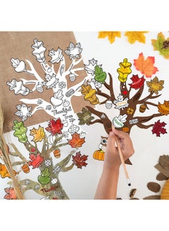 CY2SIDE Fall Thankful Trees Art Craft - 48Pcs Color Your Own Fall Thankful Leaves Trees For Kids Diy Coloring Gratitude Trees Ornaments Craft For Kids Thanksgiving Gift For Sunday School Rewards  - Image 5