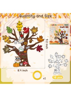 CY2SIDE Fall Thankful Trees Art Craft - 48Pcs Color Your Own Fall Thankful Leaves Trees For Kids Diy Coloring Gratitude Trees Ornaments Craft For Kids Thanksgiving Gift For Sunday School Rewards  - Image 2