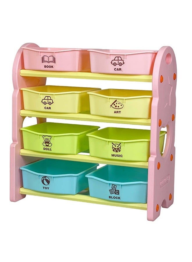 هوم كانافاس Children Deluxe Multi-Bin Toy Organizer with Storage Bins, Toys Storage Box for Girls, Kids Toy Box Storage - Pink2 - Image 1