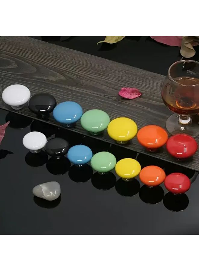 Red Ceramic Mushroom Shaped Cabinet Door Handle Simple Drawer Knob with Screws - Image 1