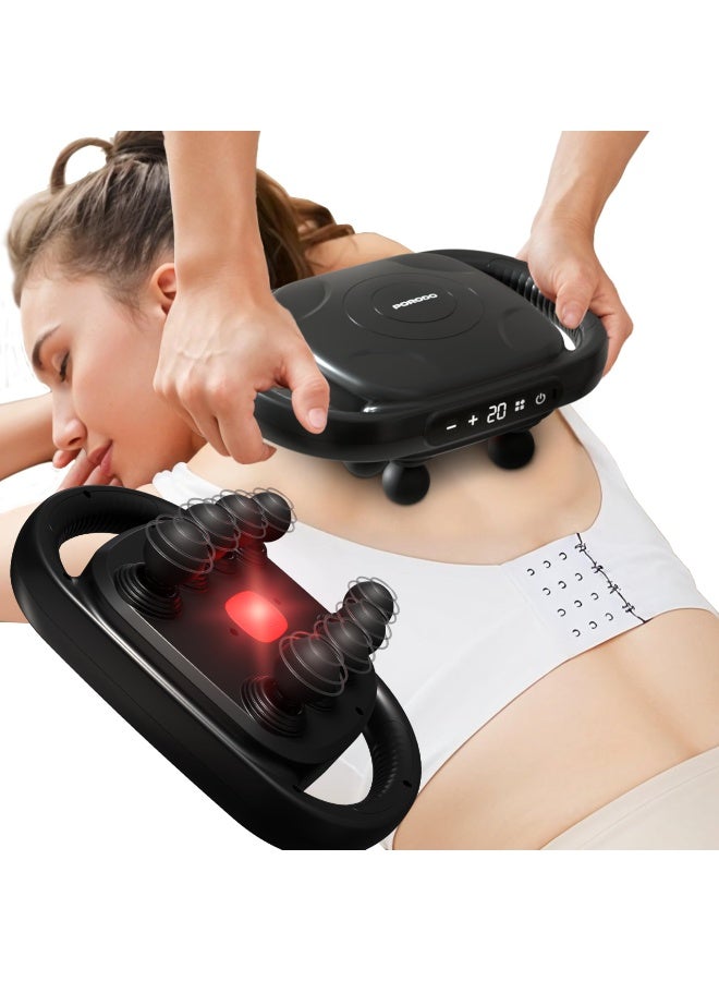 porodo Power Pulse 8 Head Massage Gun with Red Light Therapy & 9 Speed Levels / Deep Muscle Relief / 2H Working Time / 3200 RPM Motor Speed / Time Massage Sessions - Black - Image 1