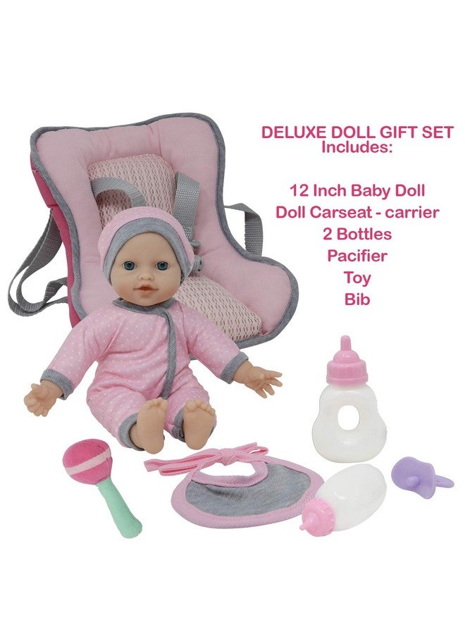 The New York Doll Collection Doll Travel Playset - Baby Doll Car Seat Carrier Backpack With 12 Inch Soft Body Doll Includes Doll Bottles And Toy Accessories … (Caucasian)  - Image 3