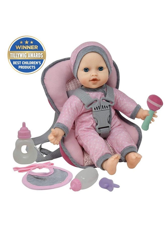 The New York Doll Collection Doll Travel Playset - Baby Doll Car Seat Carrier Backpack With 12 Inch Soft Body Doll Includes Doll Bottles And Toy Accessories … (Caucasian)  - Image 4